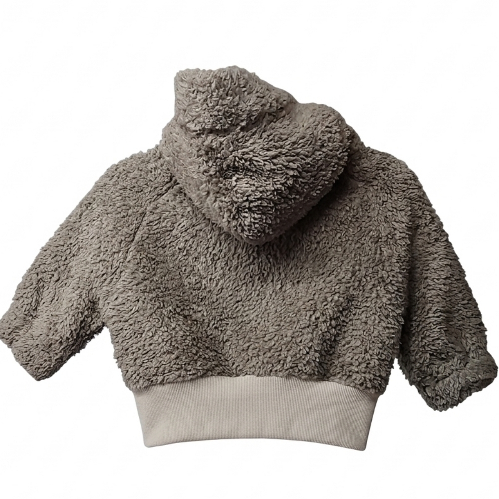 Patagonia Baby Los Gatos Taupe Button Up Fleece Hoodie Sz 6mos Infant - Picture 2 of 5